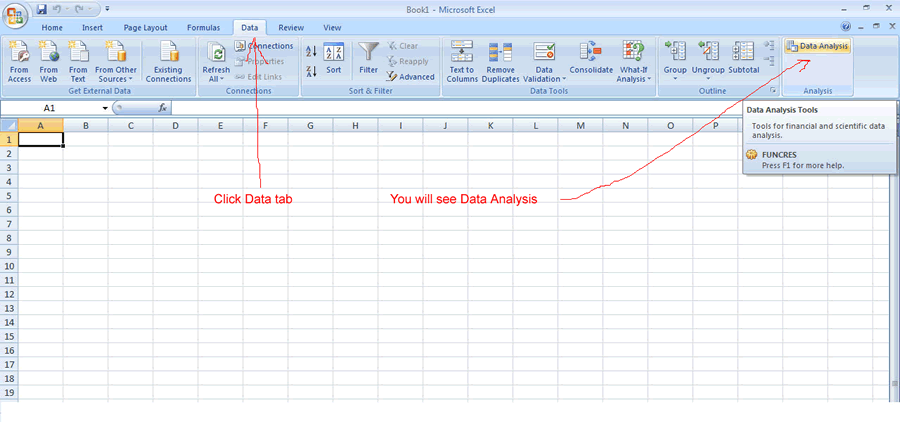 get data analysis excel 2007