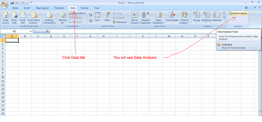 how to use the data analysis tool in excel 2010